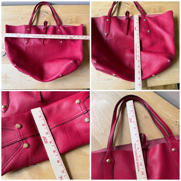 ANNABEL INGALL RED PEBBLE LEATHER ISABELLA TOTE BAG LUXURY SHOULDER STRAPS - Picture 11 of 11